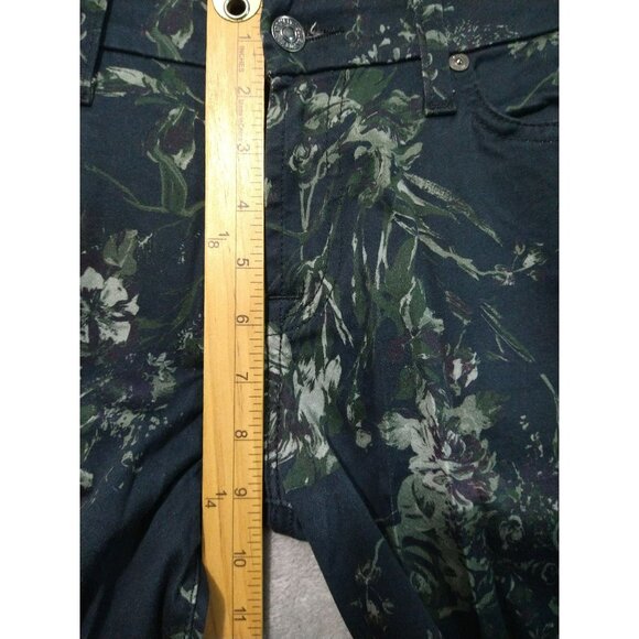 7 For All Mankind Jeans Womens 26 Black Denim Floral Skinny Mid Rise Stretch - Picture 4 of 9